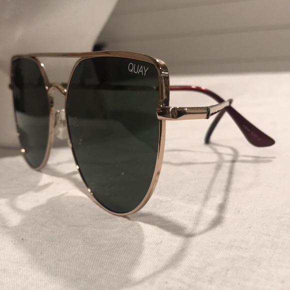 Quay “Santa Fe” Gold Metal Cat Eye/Aviator Style Frames Gray Lens - Picture 7 of 12